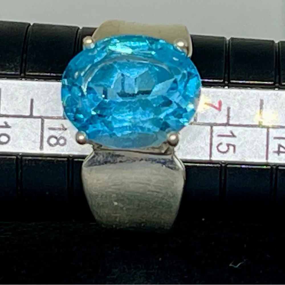 V Wieck 925 Real London Blue Topaz Sterling Ring 8